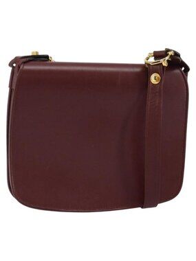 Authentic CARTIER Must Line Shoulder Bag Leather Bordeaux Gold